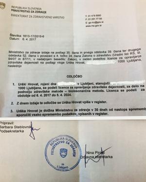 Vpis v register Ministrstva za zdravje